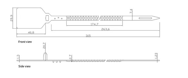 Diagrama de medidas PLOCKSEAL P110 Heavy Duty